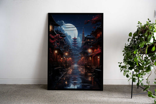 Japanese Neon Street Asian Style Poster | Wall Art for Home & Office | High-Quality Print - High-Quality Visual Display