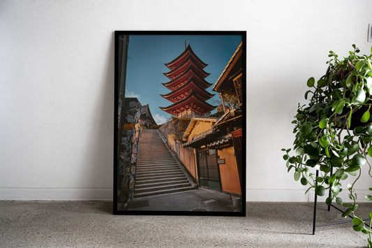 Japanese Pagoda and Stone Steps at Miyajima Asian Style Poster | Wall Art for Home & Office | High-Quality Print - High-Quality Visual Display