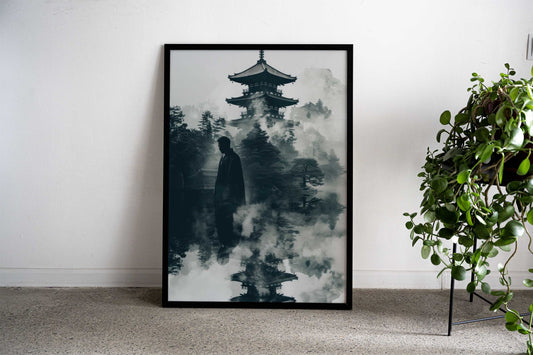 Japanese Pagoda in Mist Asian Style Poster | Wall Art for Home & Office | High-Quality Print - High-Quality Visual Display