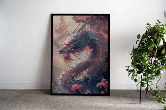 Japanese Sakura Dragon Asian Style Poster | Wall Art for Home & Office | High-Quality Print - High-Quality Visual Display