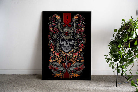 Japanese Skull Art Asian Style Poster | Wall Art for Home & Office | High-Quality Print - High-Quality Visual Display