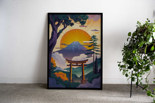 Japanese Sunset art Asian Style Poster | Wall Art for Home & Office | High-Quality Print - High-Quality Visual Display