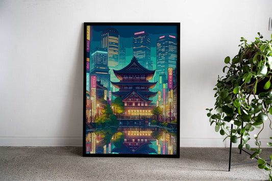 Japanese Temple Cityscape Asian Style Poster | Wall Art for Home & Office | High-Quality Print - High-Quality Visual Display