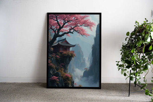 Japanese Temple Cliffside Asian Style Poster | Wall Art for Home & Office | High-Quality Print - High-Quality Visual Display