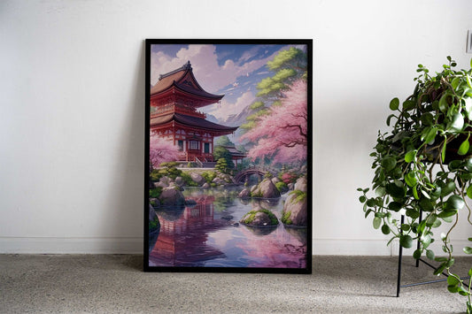 Japanese Temple Garden Asian Style Poster | Wall Art for Home & Office | High-Quality Print - High-Quality Visual Display