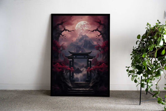 Japanese Torii Gate Night Asian Style Poster | Wall Art for Home & Office | High-Quality Print - High-Quality Visual Display