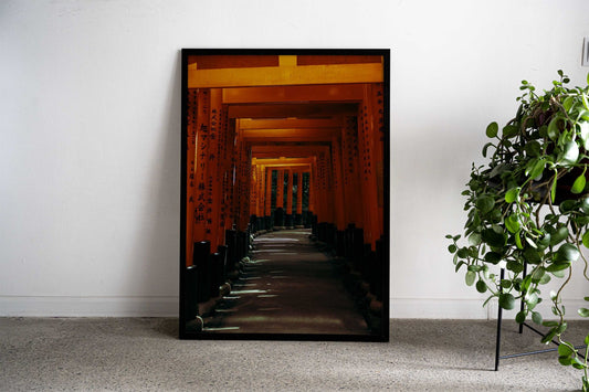 Japanese Torii Gate Pathway at the Inari Fushimi Shrine in Kyoto Asian Style Poster | Wall Art for Home & Office | High-Quality Print - High-Quality Visual Display