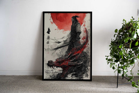 Japanese Warrior Dragon Asian Style Poster | Wall Art for Home & Office | High-Quality Print - High-Quality Visual Display
