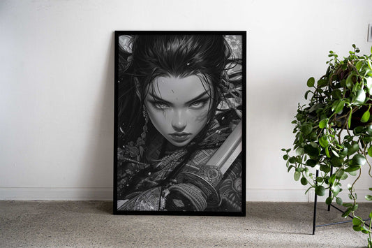 Japanese Warrior Girl Asian Style Poster | Wall Art for Home & Office | High-Quality Print - High-Quality Visual Display