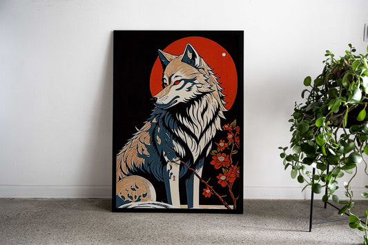 Japanese Wolf Asian Style Poster | Wall Art for Home & Office | High-Quality Print - High-Quality Premium Wall Art Decor Sticker