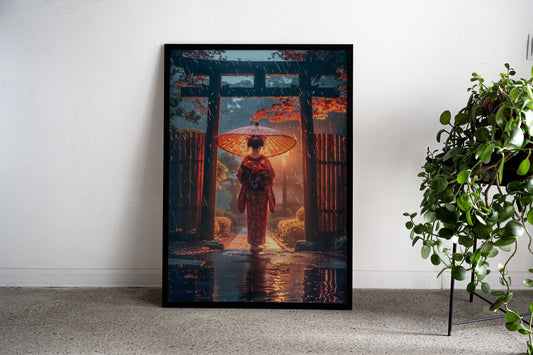 Japanese Woman Umbrella Asian Style Poster | Wall Art for Home & Office | High-Quality Print - High-Quality Premium Wall Art Decor Sticker