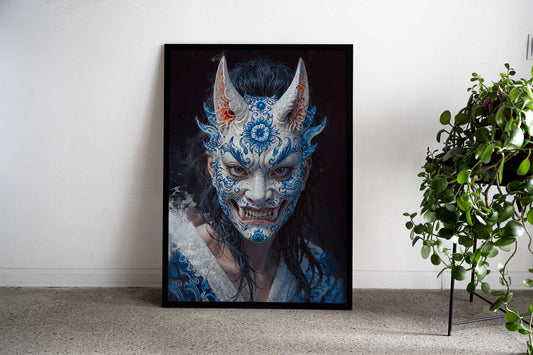 Japanese demon mask Asian Style Poster | Wall Art for Home & Office | High-Quality Print - High-Quality Visual Display