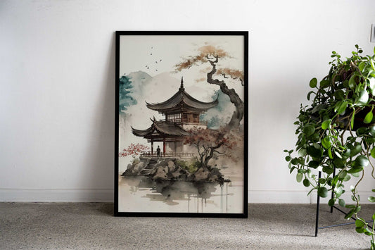 Japanese pagoda Asian Style Poster | Wall Art for Home & Office | High-Quality Print - High-Quality Visual Display