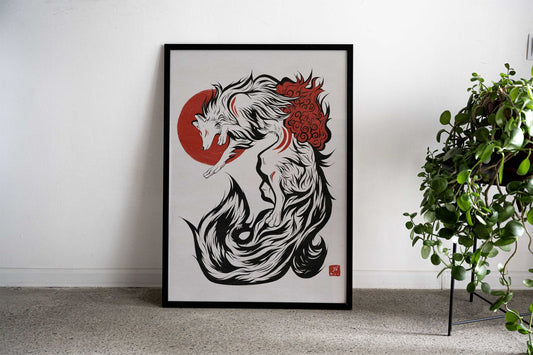 KITSUNE Samurai Warrior Asian Style Poster | Wall Art for Home & Office | High-Quality Print - High-Quality Visual Display