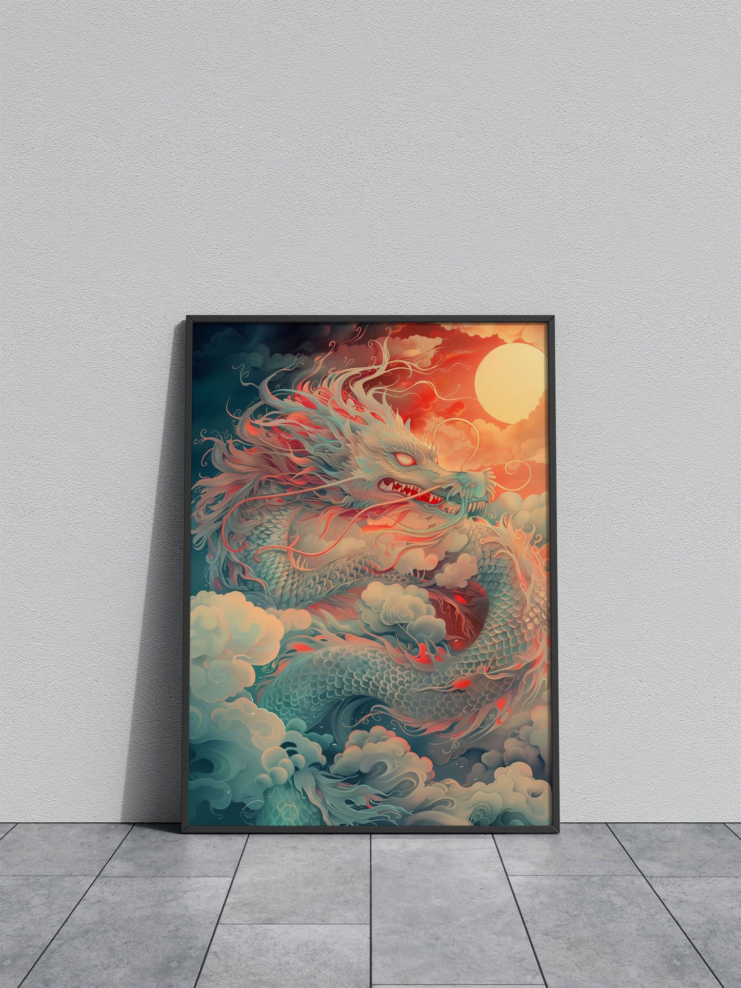 Kanagawa Dragon in Clouds Asian Style Poster | Wall Art for Home & Office | High-Quality Print
