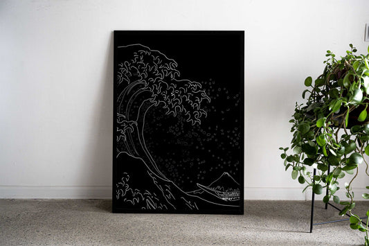 Kanagawa wave black white Asian Style Poster | Wall Art for Home & Office | High-Quality Print - High-Quality Visual Display