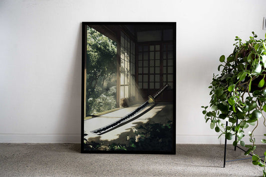 Katana in Japanese House Asian Style Poster | Wall Art for Home & Office | High-Quality Print - High-Quality Visual Display