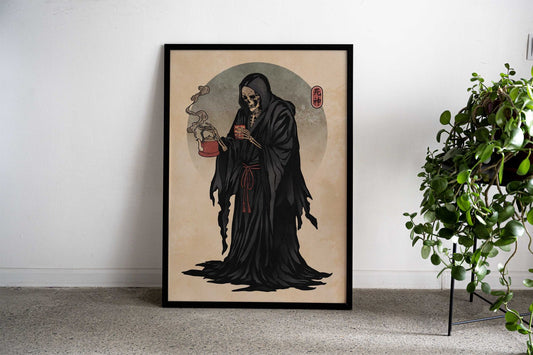 Killer tea Skeleton Asian Style Poster | Wall Art for Home & Office | High-Quality Print - High-Quality Visual Display