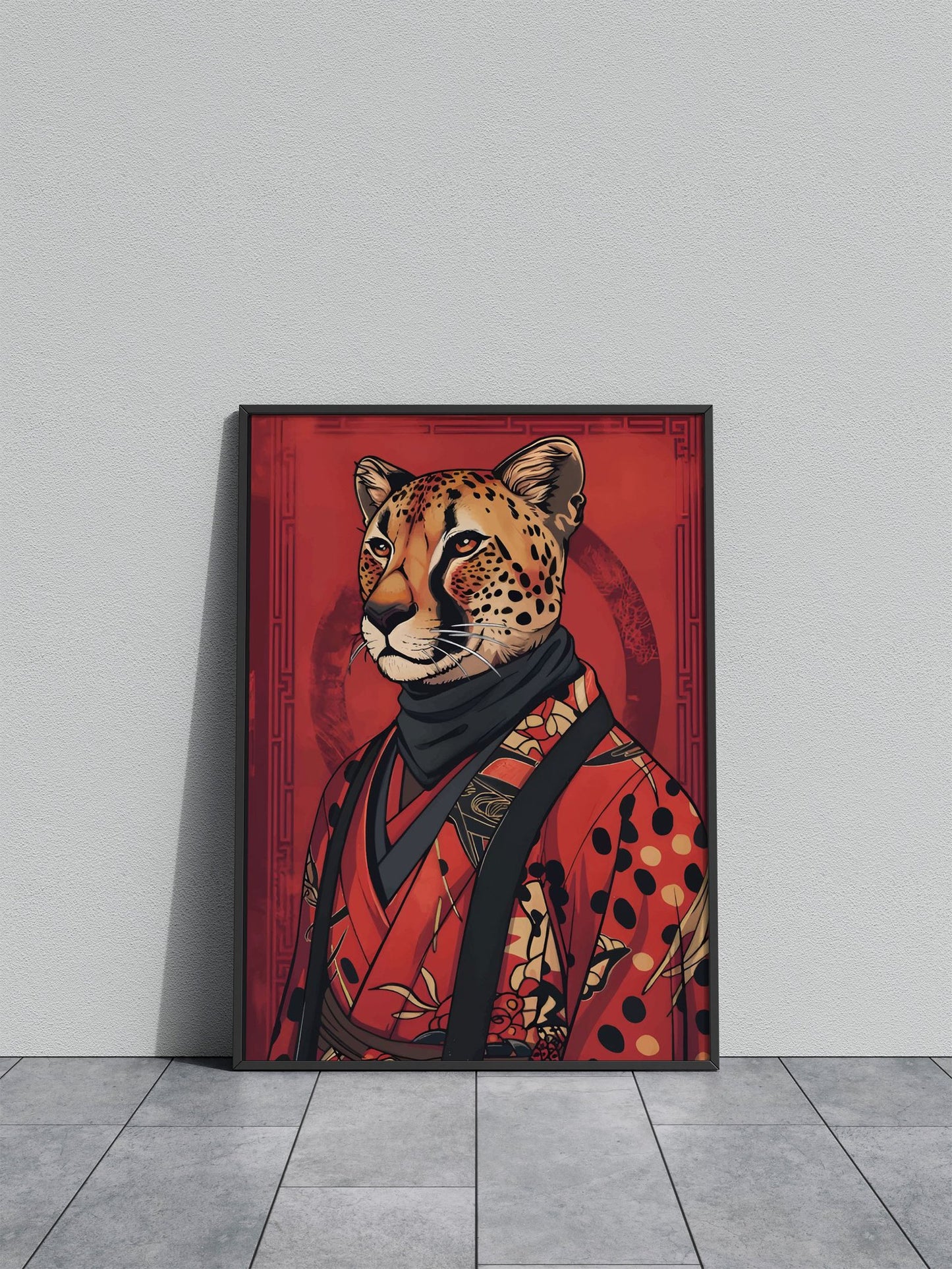 Kimono Cheetah Asian Style Poster | Wall Art for Home & Office | High-Quality Print