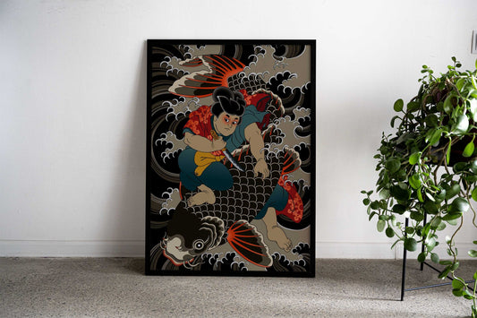 Kintaro Koi Fish Asian Style Poster | Wall Art for Home & Office | High-Quality Print - High-Quality Visual Display