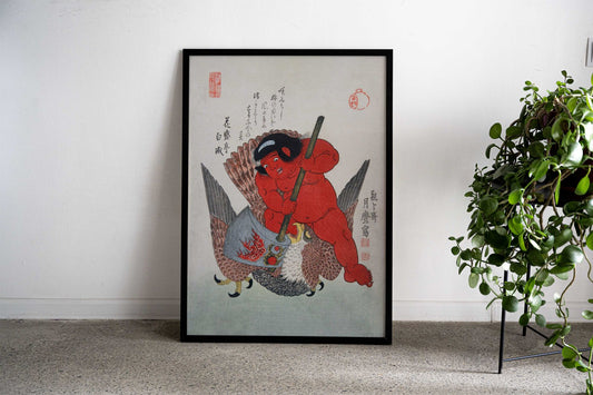 Kintaro Subduing a Raptor Asian Style Poster | Wall Art for Home & Office | High-Quality Print - High-Quality Visual Display
