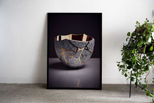 Kintsugi Marble Bowl Asian Style Poster | Wall Art for Home & Office | High-Quality Print - High-Quality Visual Display