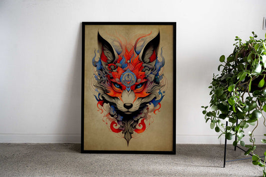 Kitsune Fox No3 Asian Style Poster | Wall Art for Home & Office | High-Quality Print - High-Quality Visual Display