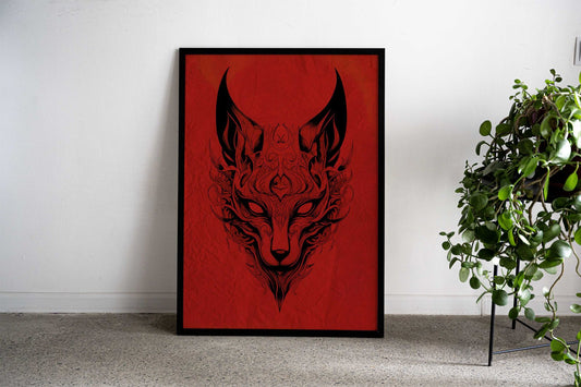 Kitsune Mask Red Silk No2 Asian Style Poster | Wall Art for Home & Office | High-Quality Print - High-Quality Visual Display
