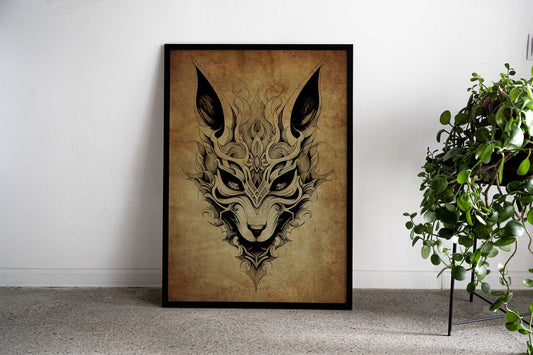 Kitsune Mask Rust Asian Style Poster | Wall Art for Home & Office | High-Quality Print - High-Quality Visual Display