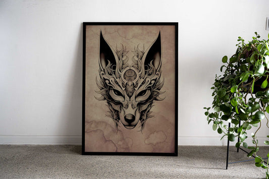 Kitsune Mask Stained No3 Asian Style Poster | Wall Art for Home & Office | High-Quality Print - High-Quality Visual Display