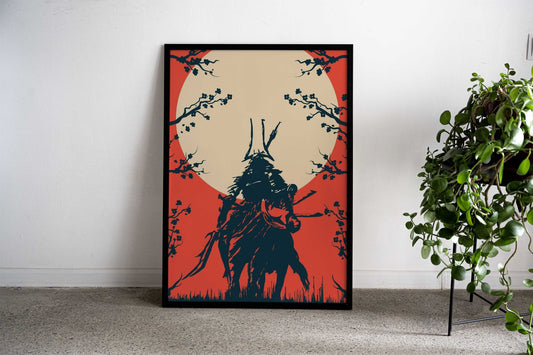 Knight on Horseback Asian Style Poster | Wall Art for Home & Office | High-Quality Print - High-Quality Visual Display