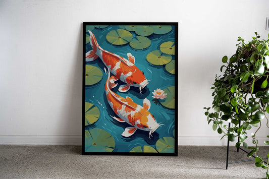Koi Fish Aesthetic Asian Style Poster | Wall Art for Home & Office | High-Quality Print - High-Quality Visual Display