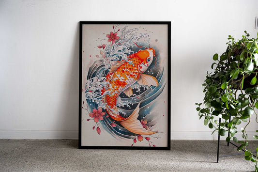 Koi Fish Japan Asian Style Poster | Wall Art for Home & Office | High-Quality Print - High-Quality Visual Display