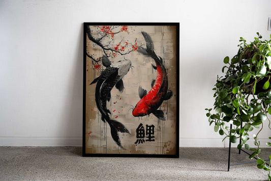 Koi Fish Painting Asian Style Poster | Wall Art for Home & Office | High-Quality Print - High-Quality Visual Display