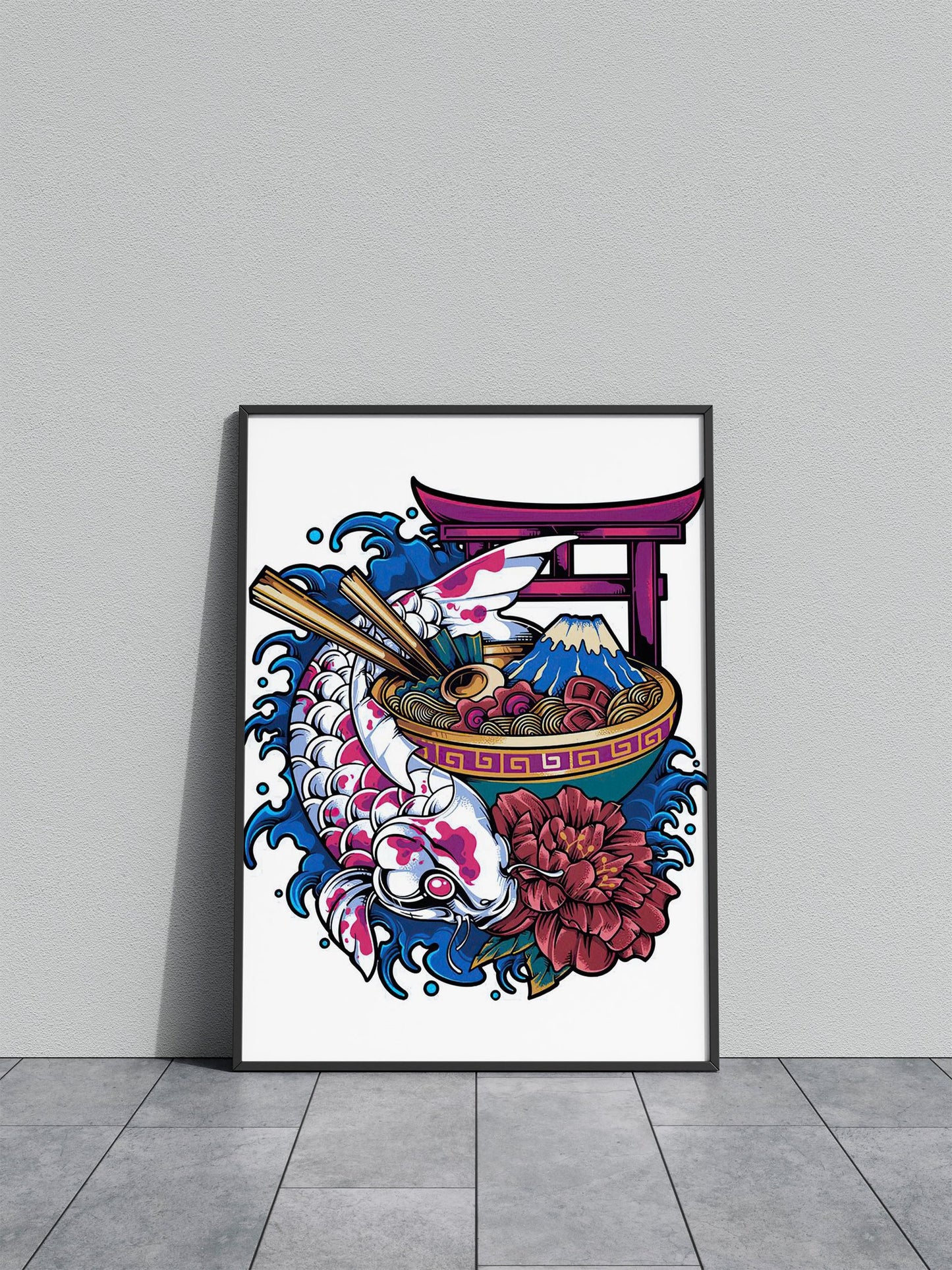 Koi Fish Ramen Bowl Asian Style Poster | Wall Art for Home & Office | High-Quality Print - High-Quality Visual Display