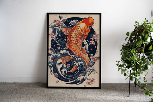 Koi Fish Tattoo Design Asian Style Poster | Wall Art for Home & Office | High-Quality Print - High-Quality Visual Display