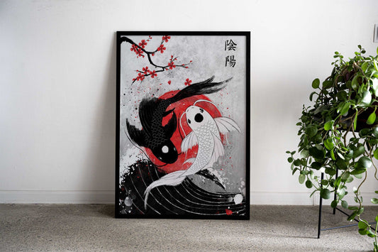 Koi Fish Yin Yang RubyArt Asian Style Poster | Wall Art for Home & Office | High-Quality Print - High-Quality Visual Display