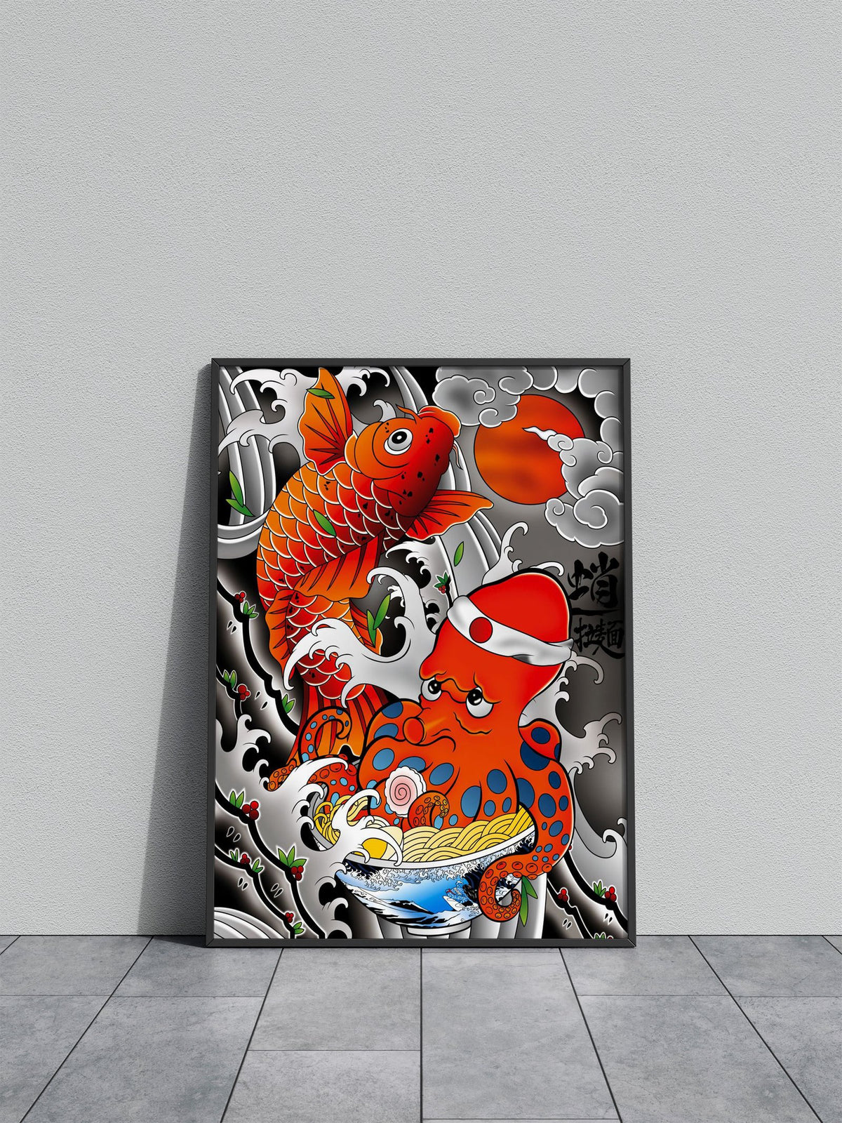 Koi Octopus Ramen Asian Style Poster | Wall Art for Home & Office | High-Quality Print - High-Quality Visual Display