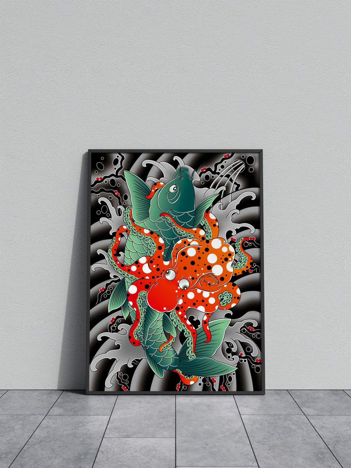 Koi Octopus Asian Style Poster | Wall Art for Home & Office | High-Quality Print - High-Quality Visual Display