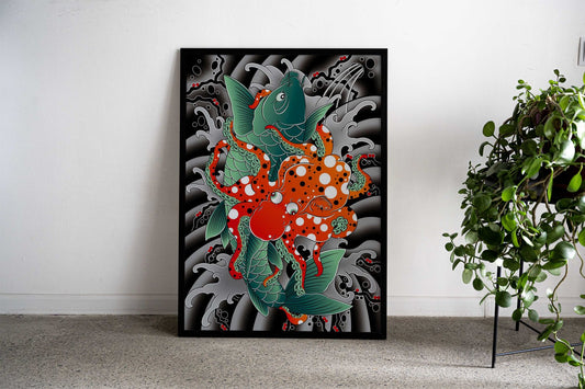 Koi Octopus Asian Style Poster | Wall Art for Home & Office | High-Quality Print - High-Quality Visual Display