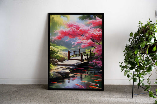 Koi Pond Blossom Asian Style Poster | Wall Art for Home & Office | High-Quality Print - High-Quality Visual Display