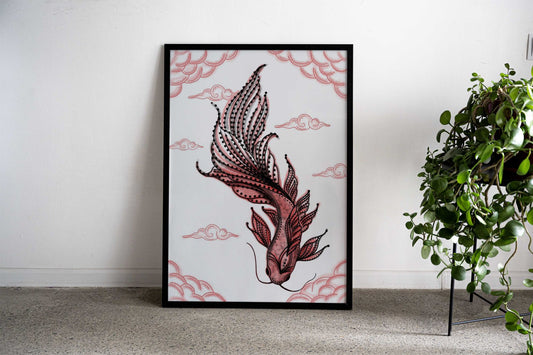 Koi fish Black Asian Style Poster | Wall Art for Home & Office | High-Quality Print - High-Quality Visual Display