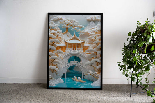 Lake Boat Asian Style Poster | Wall Art for Home & Office | High-Quality Print - High-Quality Visual Display