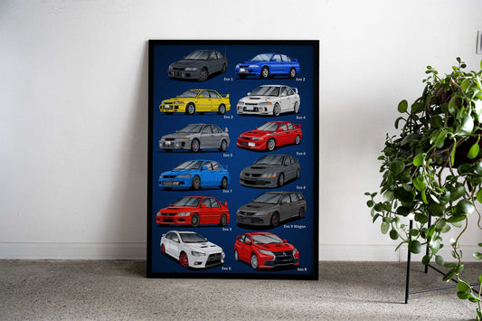 Lancer Evo Family Asian Style Poster | Wall Art for Home & Office | High-Quality Print - High-Quality Visual Display