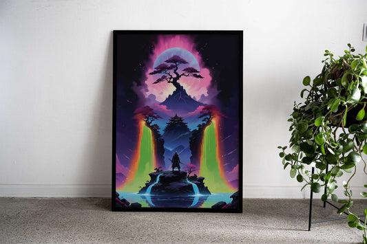 Landscape Neon Colors Asian Style Poster | Wall Art for Home & Office | High-Quality Print - High-Quality Visual Display