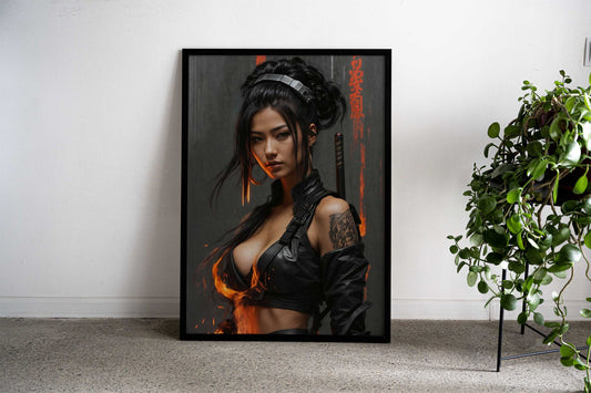 Lena Lethalstrike - Cyberpunk Ninja Assassin Asian Style Poster | Wall Art for Home & Office | High-Quality Print - High-Quality Visual Display