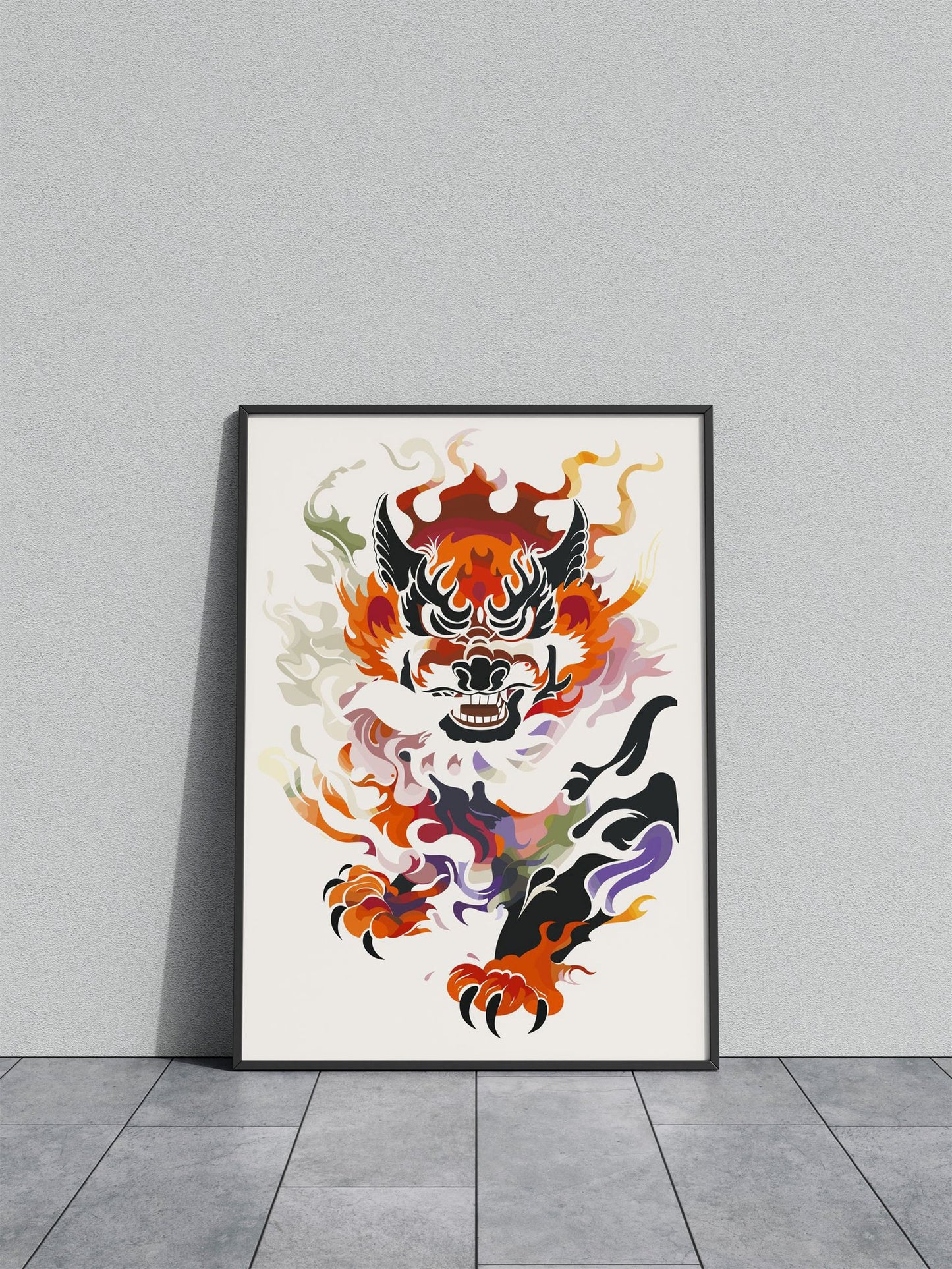 Lion Retro Japanese Asian Style Poster | Wall Art for Home & Office | High-Quality Print - High-Quality Visual Display