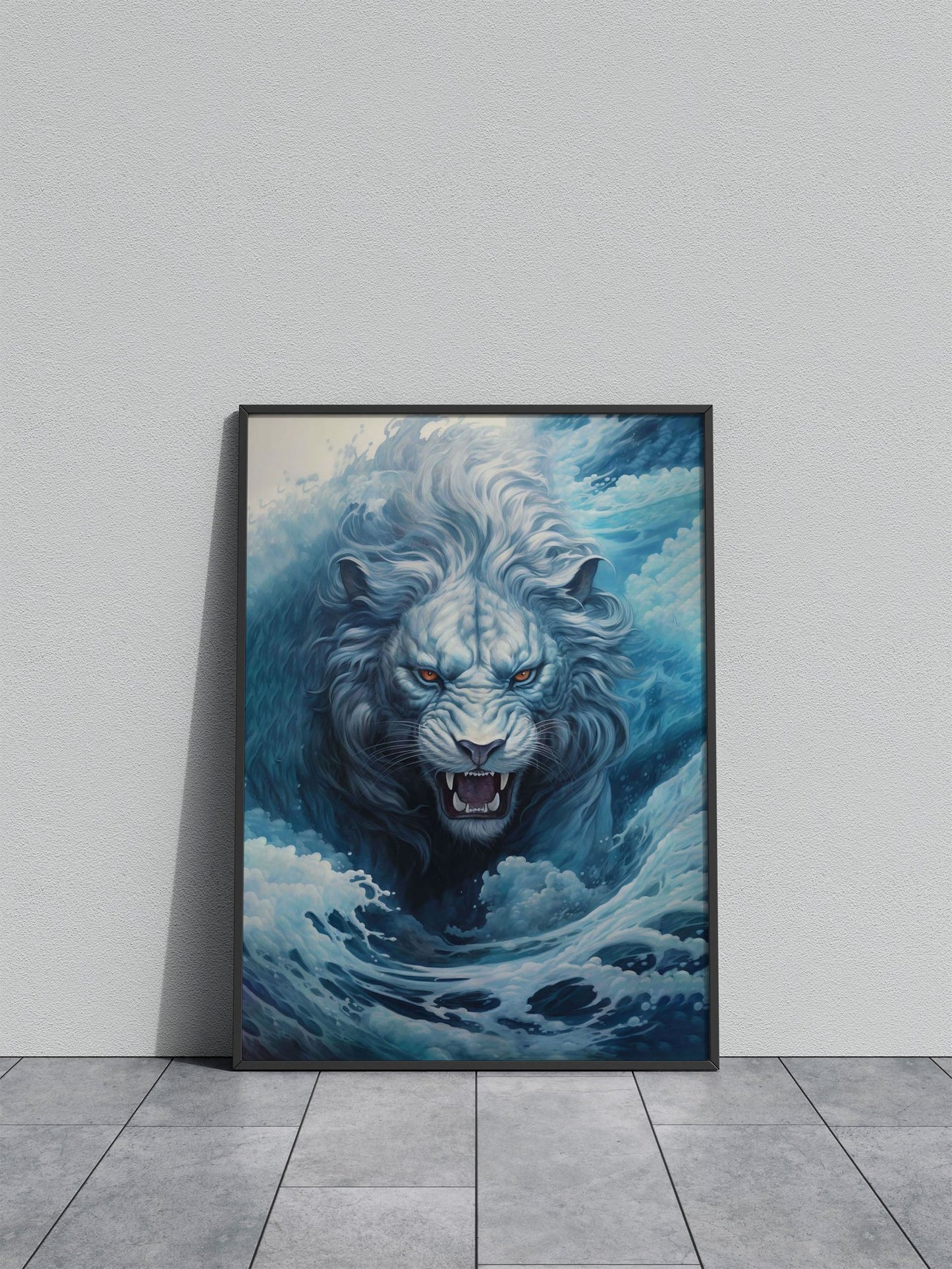 Lion Waves Japanese Asian Style Poster | Wall Art for Home & Office | High-Quality Print - High-Quality Visual Display