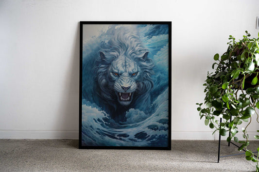 Lion Waves Japanese Asian Style Poster | Wall Art for Home & Office | High-Quality Print - High-Quality Visual Display