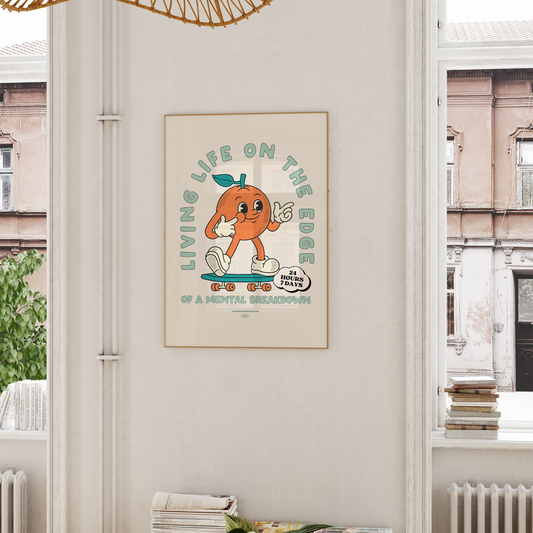 Living Life On The Edge Of A Mental Breakdown | Seafoam and Cream | Art Print - High-Quality Premium Wall Art Decor Sticker